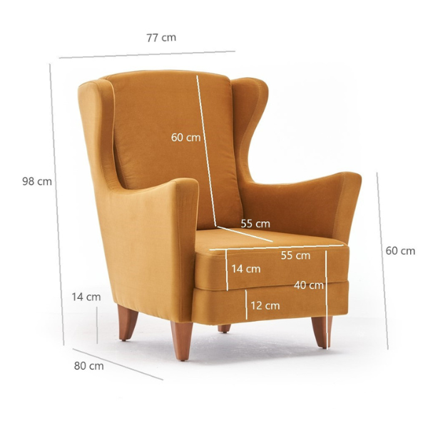 Lola Fauteuil à oreilles | Bois de hêtre | Doré - Image 3