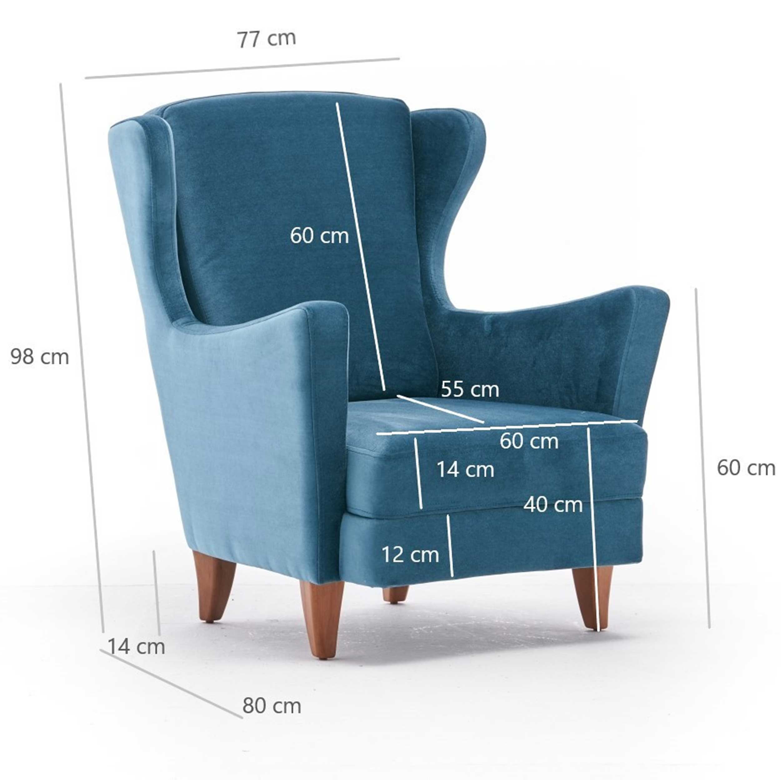 Lola Fauteuil à oreilles | Bois de hêtre | Turquoise - Image 2
