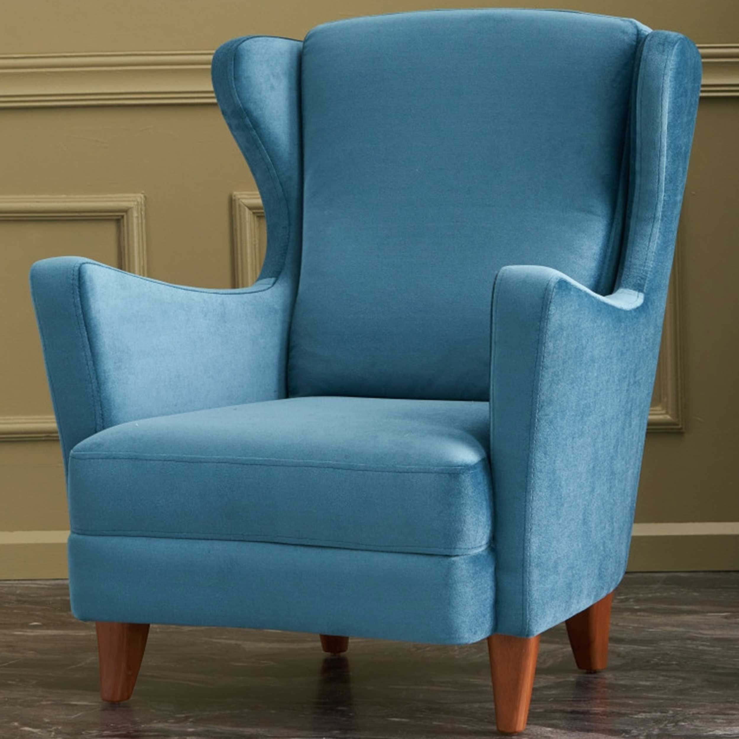 Lola Fauteuil à oreilles | Bois de hêtre | Turquoise