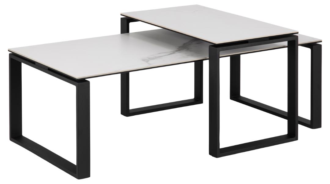 Lot de 2 tables basses Nicola avec plateau en céramique - blanc - Image 8