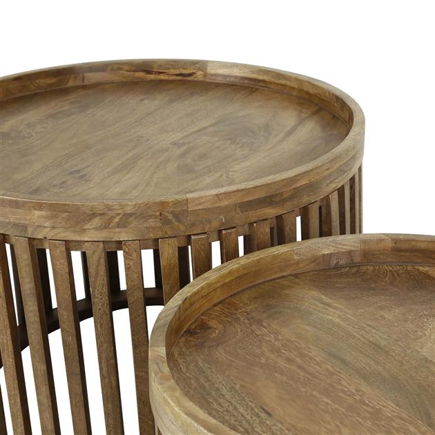 Lot de 2 tables basses rondes Goma avec espace de rangement-bois de mangue - Image 4