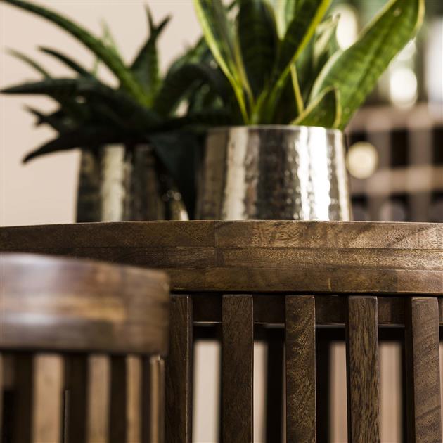 Lot de 2 tables basses rondes Goma avec espace de rangement-bois de mangue - Image 7