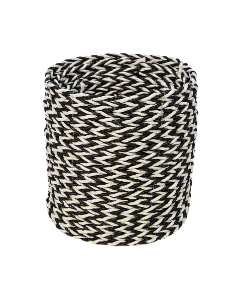 Lot de 3 paniers Marwa - noir/blanc - raphia/zostère - Image 4