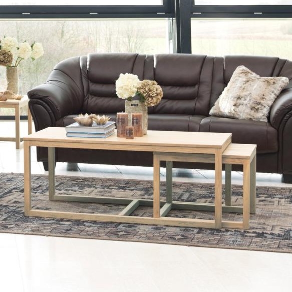 Lot de 3 tables basses Cornius - chêne blanc