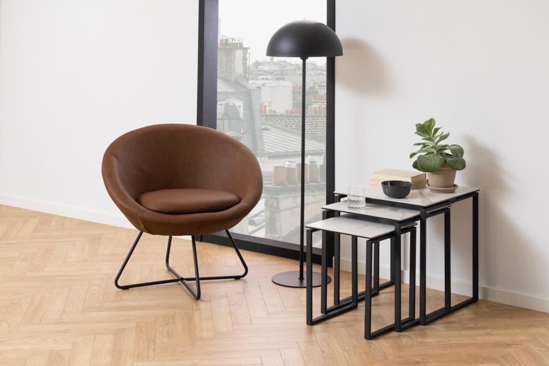 Lot de 3 tables d'appoint Nicola céramique - blanc/noir - Image 2