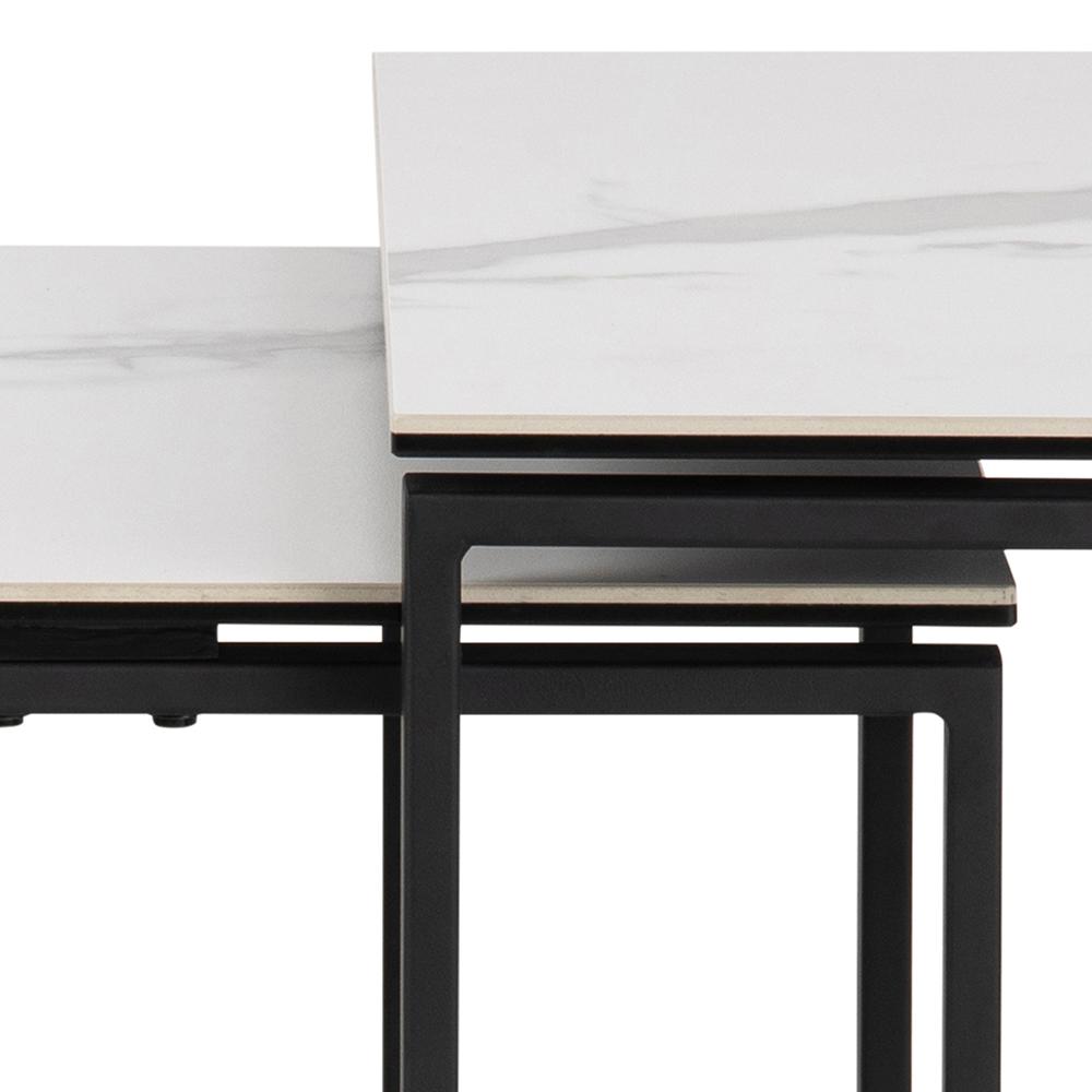 Lot de 3 tables d'appoint Nicola céramique - blanc/noir - Image 5
