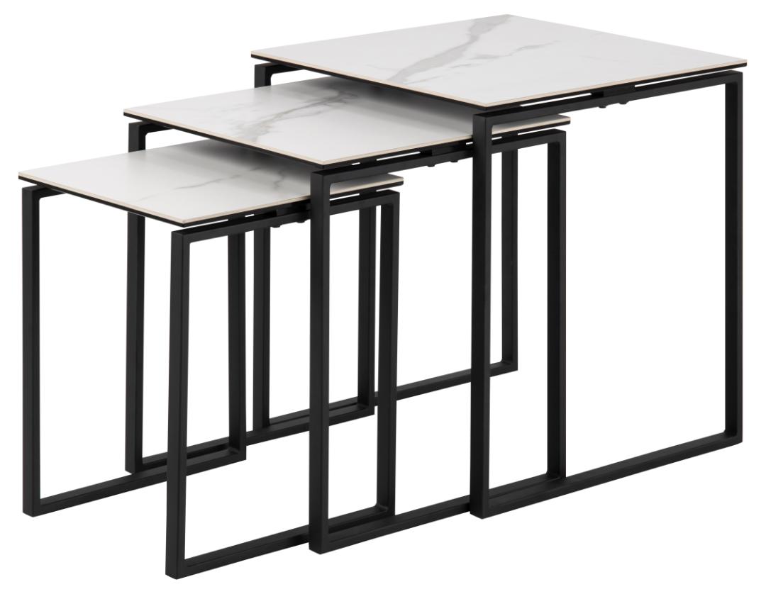 Lot de 3 tables d'appoint Nicola céramique - blanc/noir - Image 10