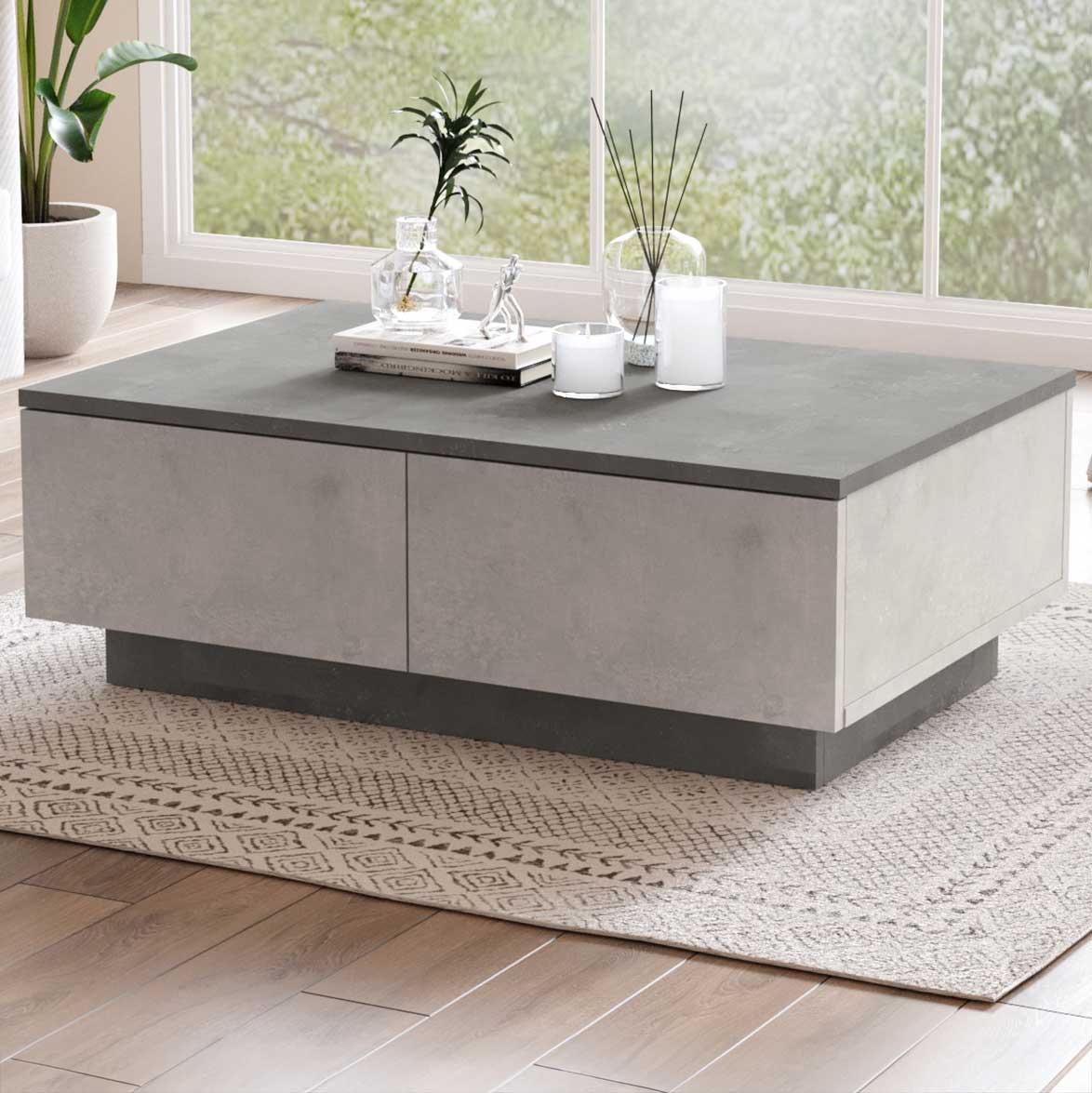LV17 Table basse | 100 % MÉLAMINÉ | Argent, Anthracite