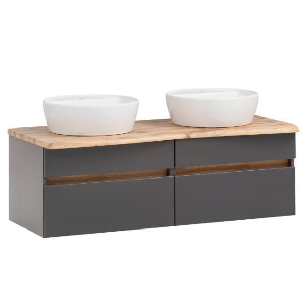 Meuble à lavabo Vikas 121cm 4 tiroirs - anthracite/chêne - Image 12