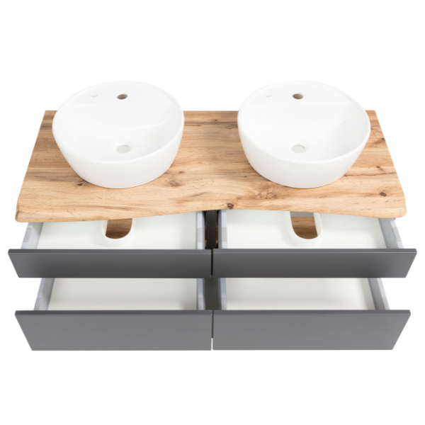 Meuble à lavabo Vikas 121cm 4 tiroirs - anthracite/chêne - Image 10