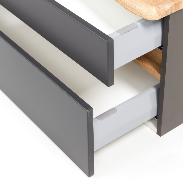 Meuble à lavabo Vikas 61cm 2 tiroirs - anthracite/chêne - Image 7