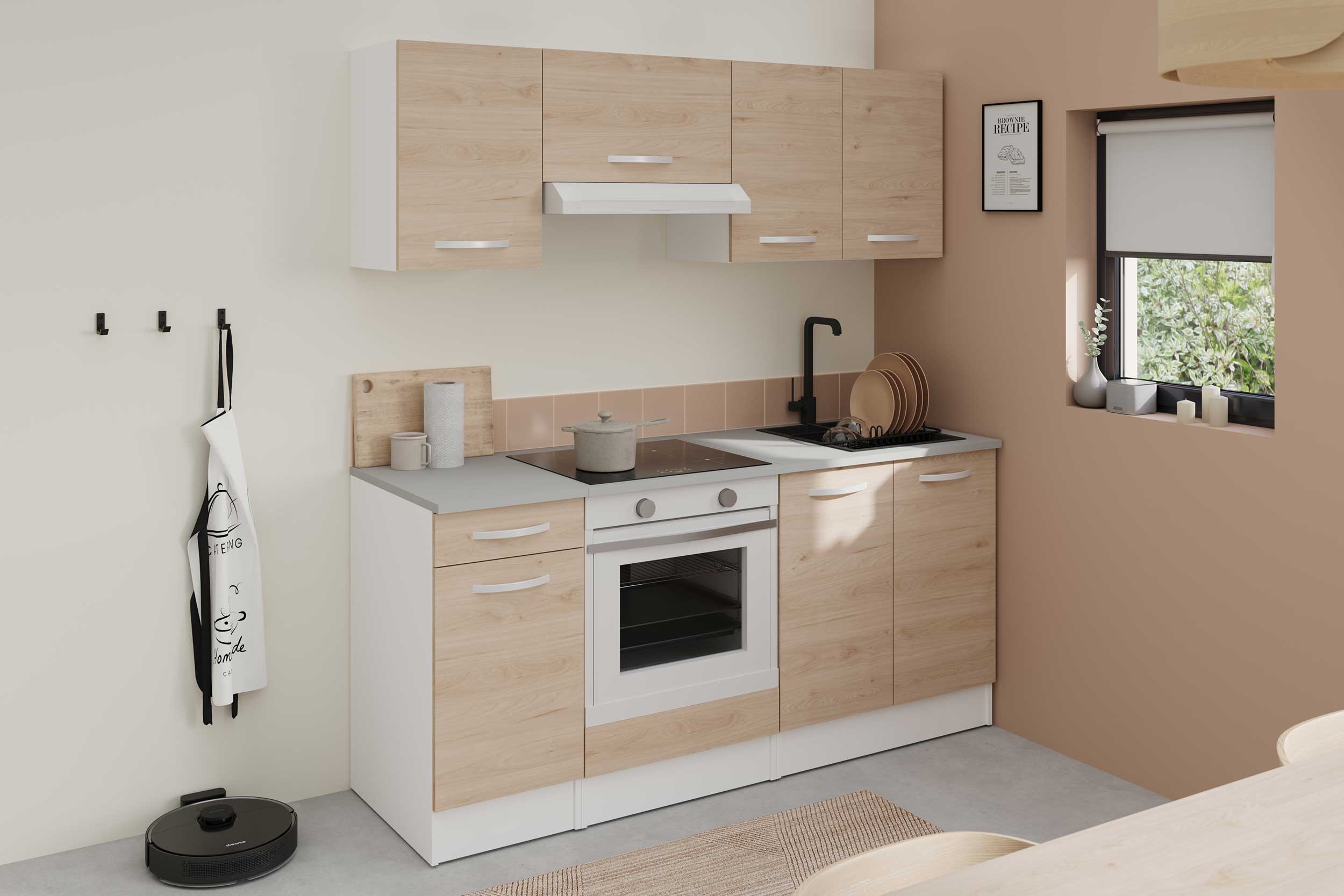 Meuble bas Oke 40x60 cm avec tiroir et porte - chêne - Image 9