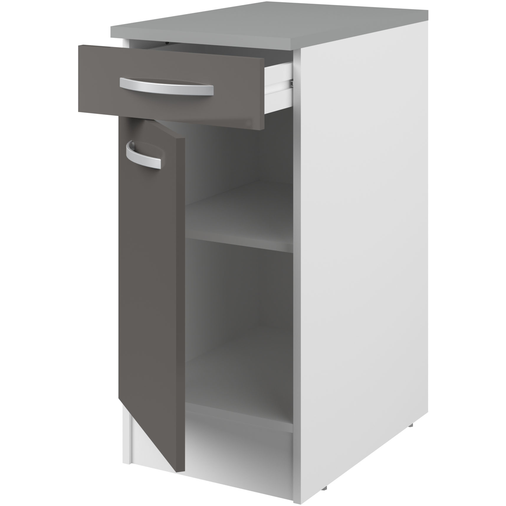 Meuble bas Oke 40x60 cm avec tiroir et porte - gris - Image 2