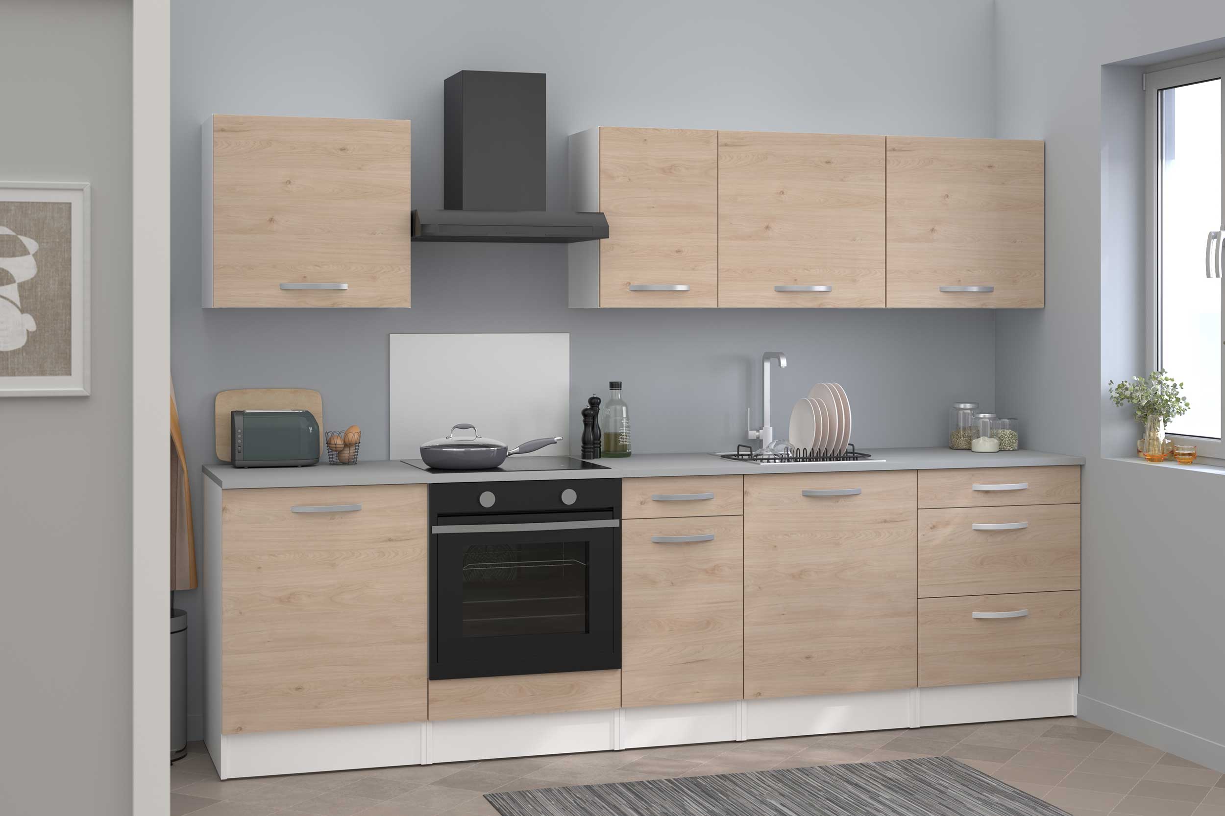 Meuble bas Oke 60 cm avec porte - chêne - Image 7