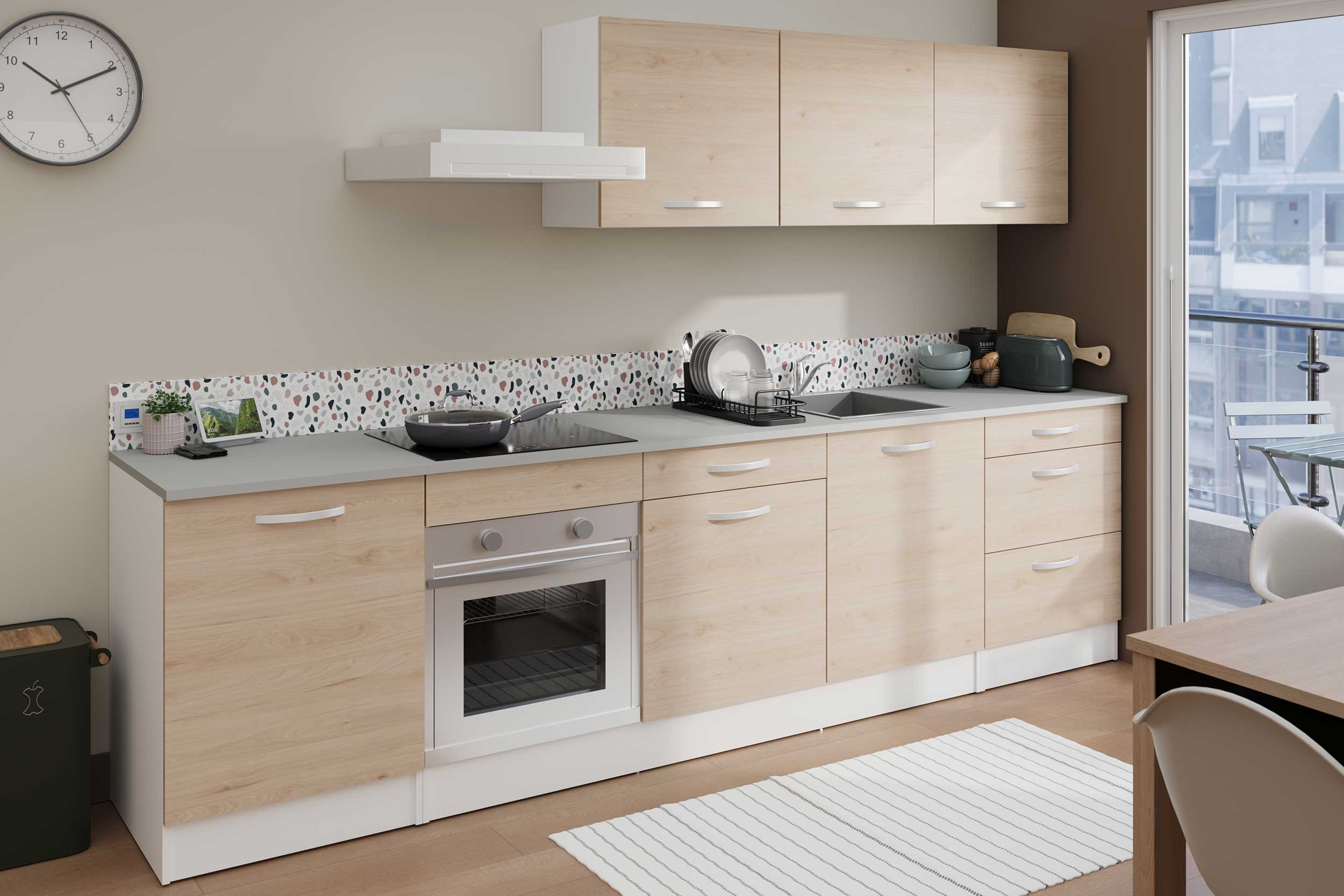 Meuble bas Oke 60 cm avec porte - chêne - Image 10