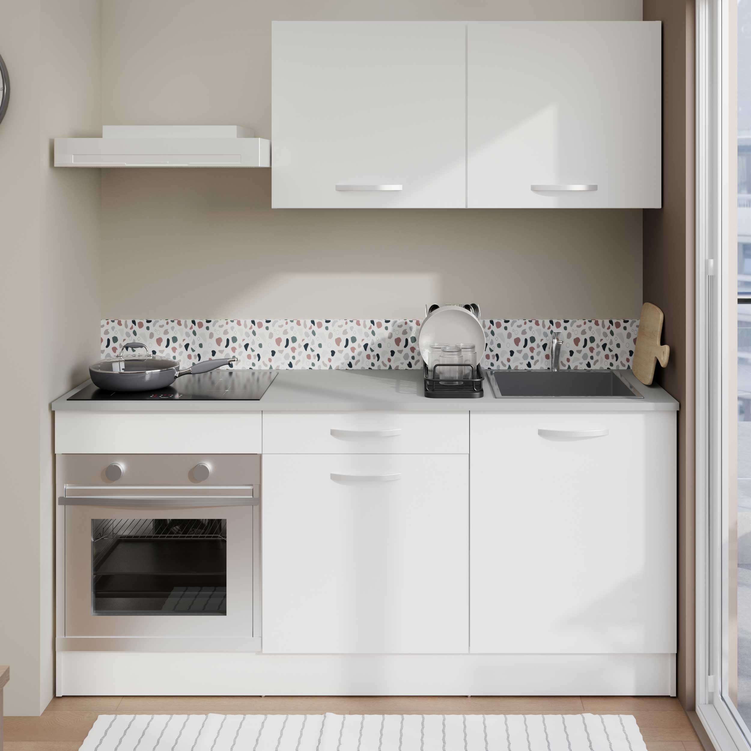 Meuble bas Oke 60 cm pour four et plaque de cuisson - blanc - Image 9