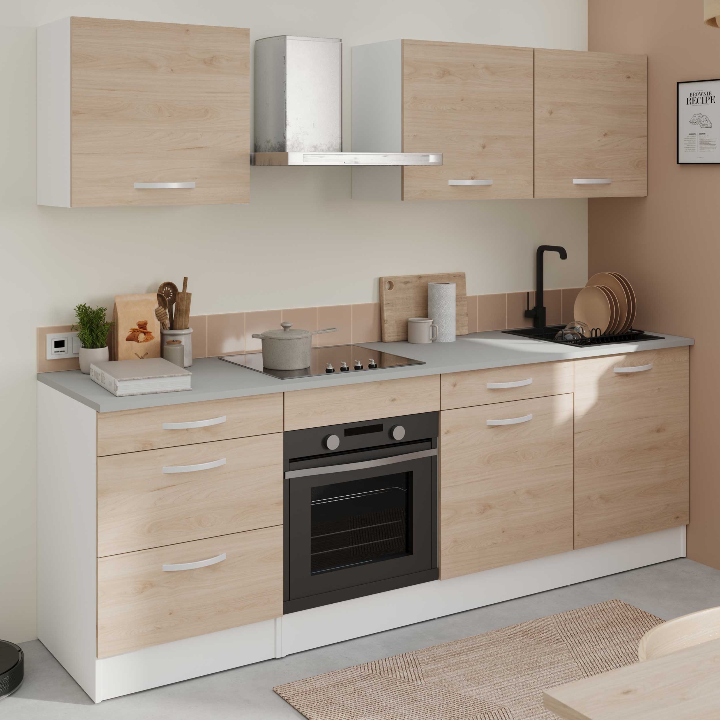 Meuble bas Oke 60x60 avec 3 tiroirs - chêne - Image 7