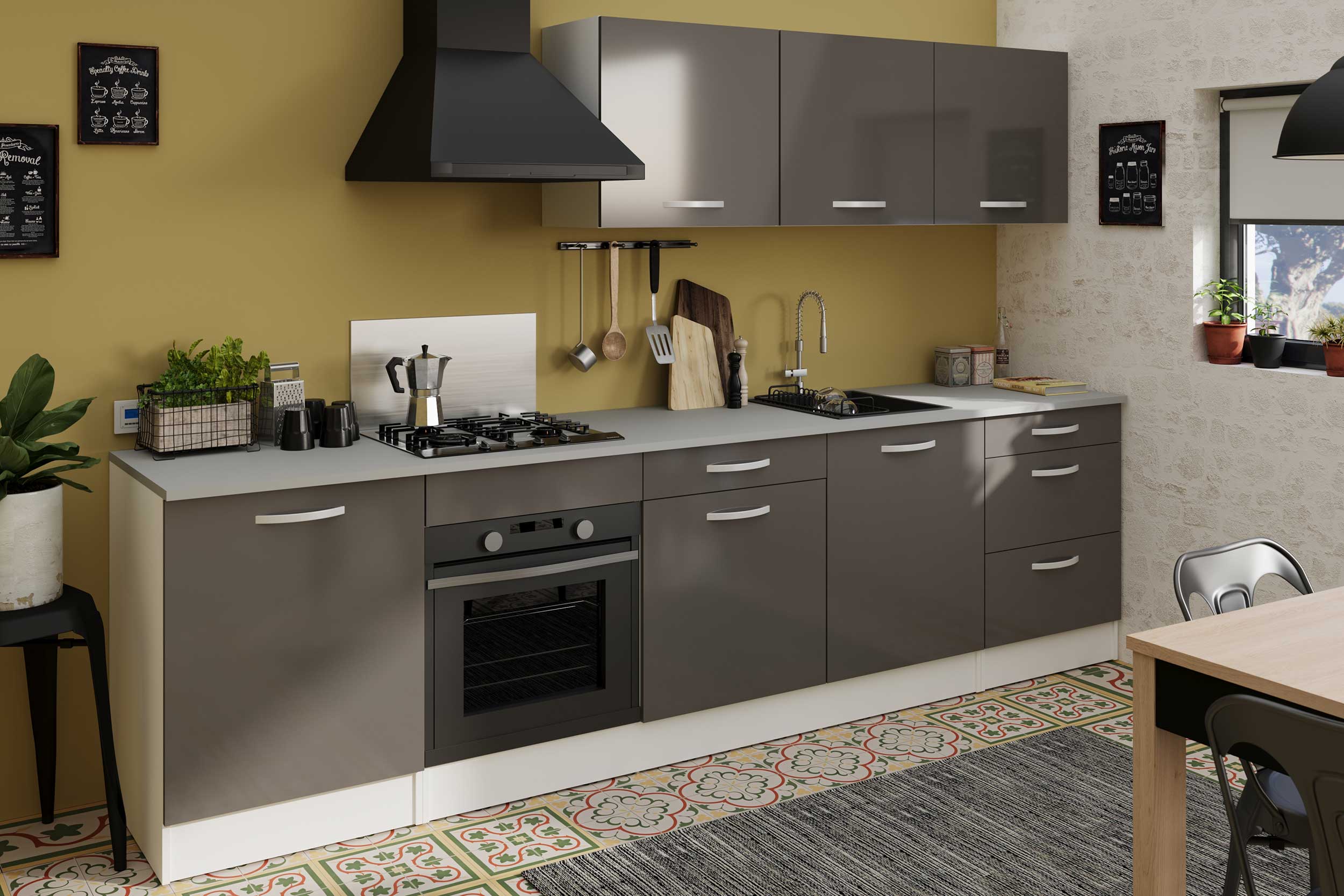 Meuble bas Oke 60x60 avec 3 tiroirs - gris - Image 7