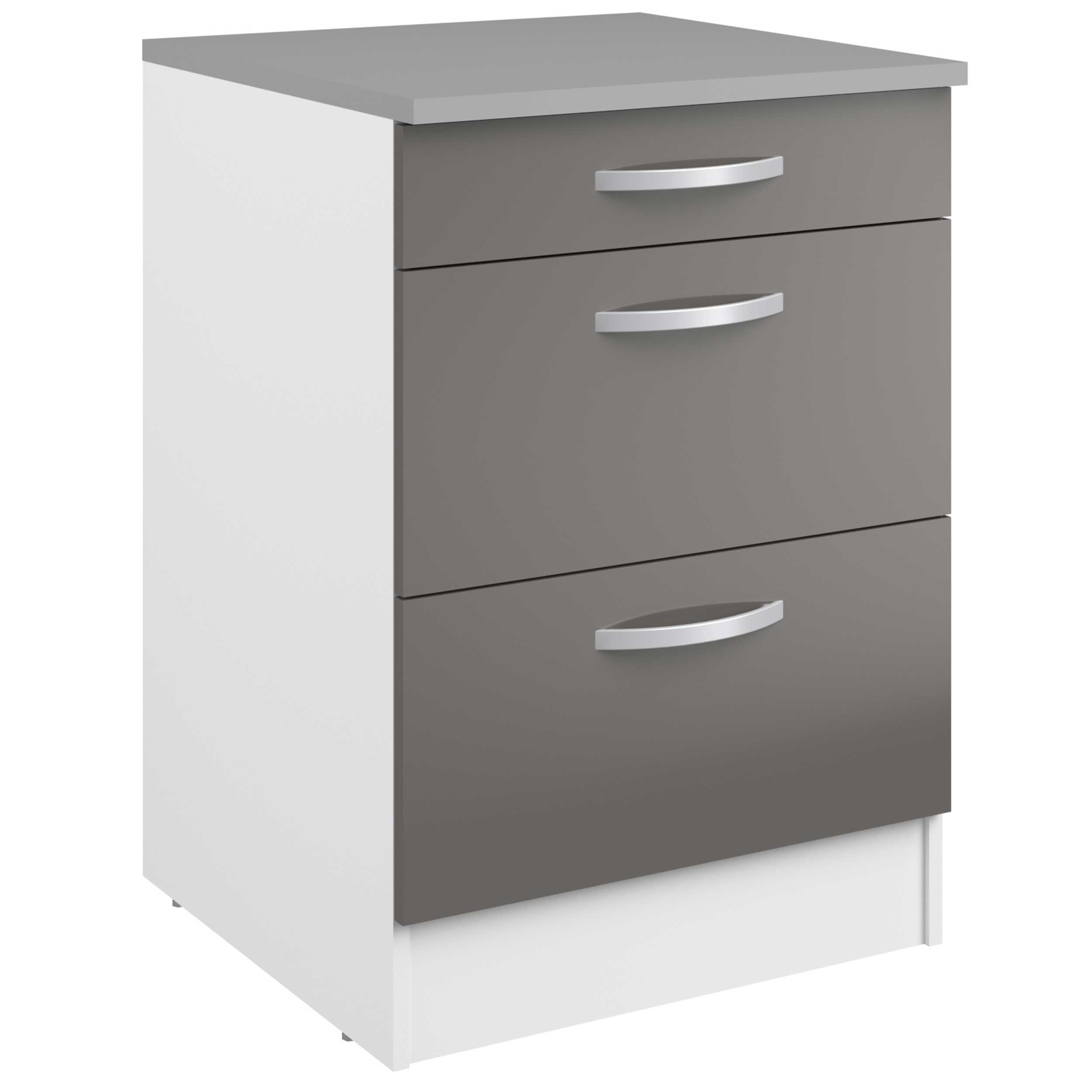 Meuble bas Oke 60x60 avec 3 tiroirs - gris - Image 10