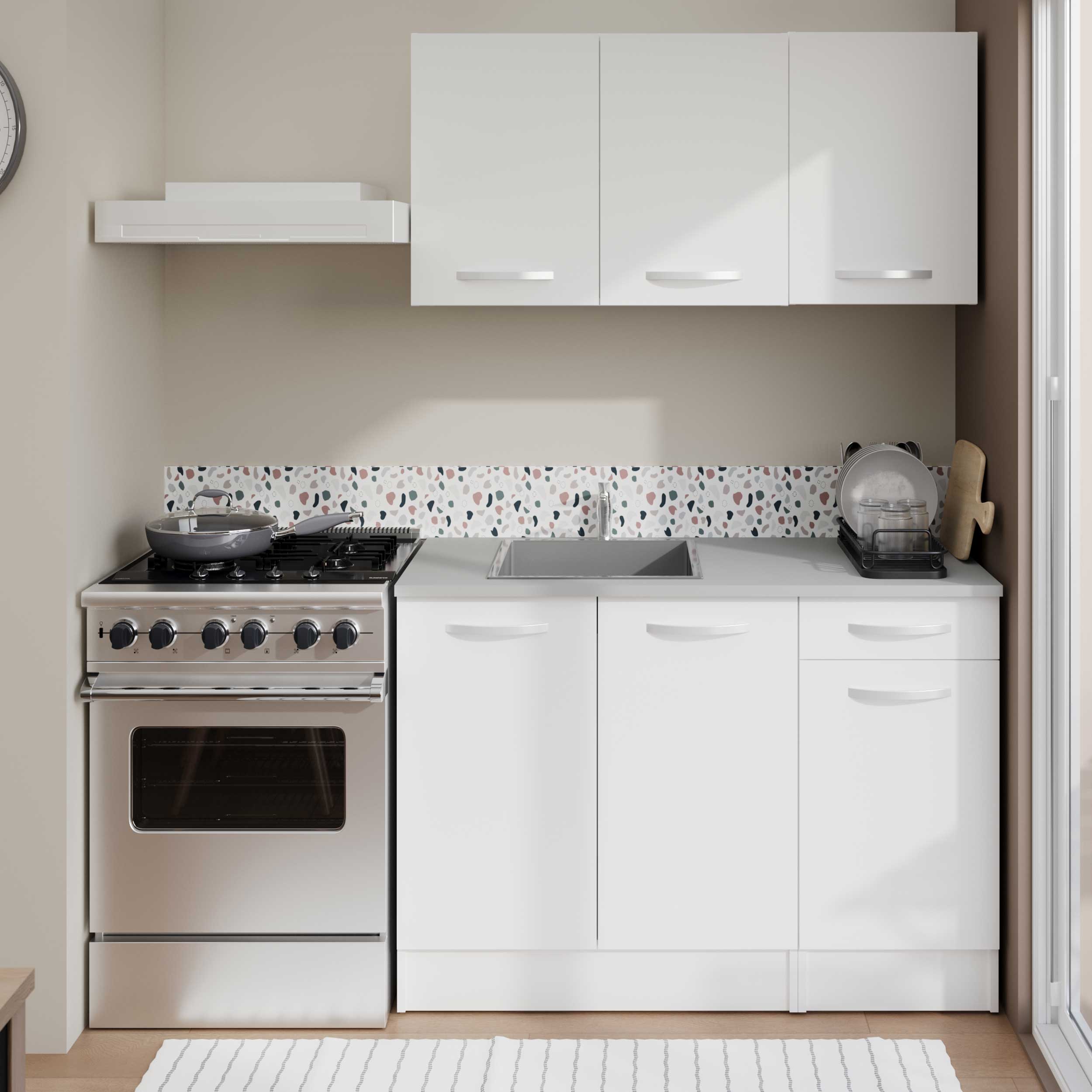 Meuble bas Oke 80 cm pour évier avec 2 portes - blanc - Image 8