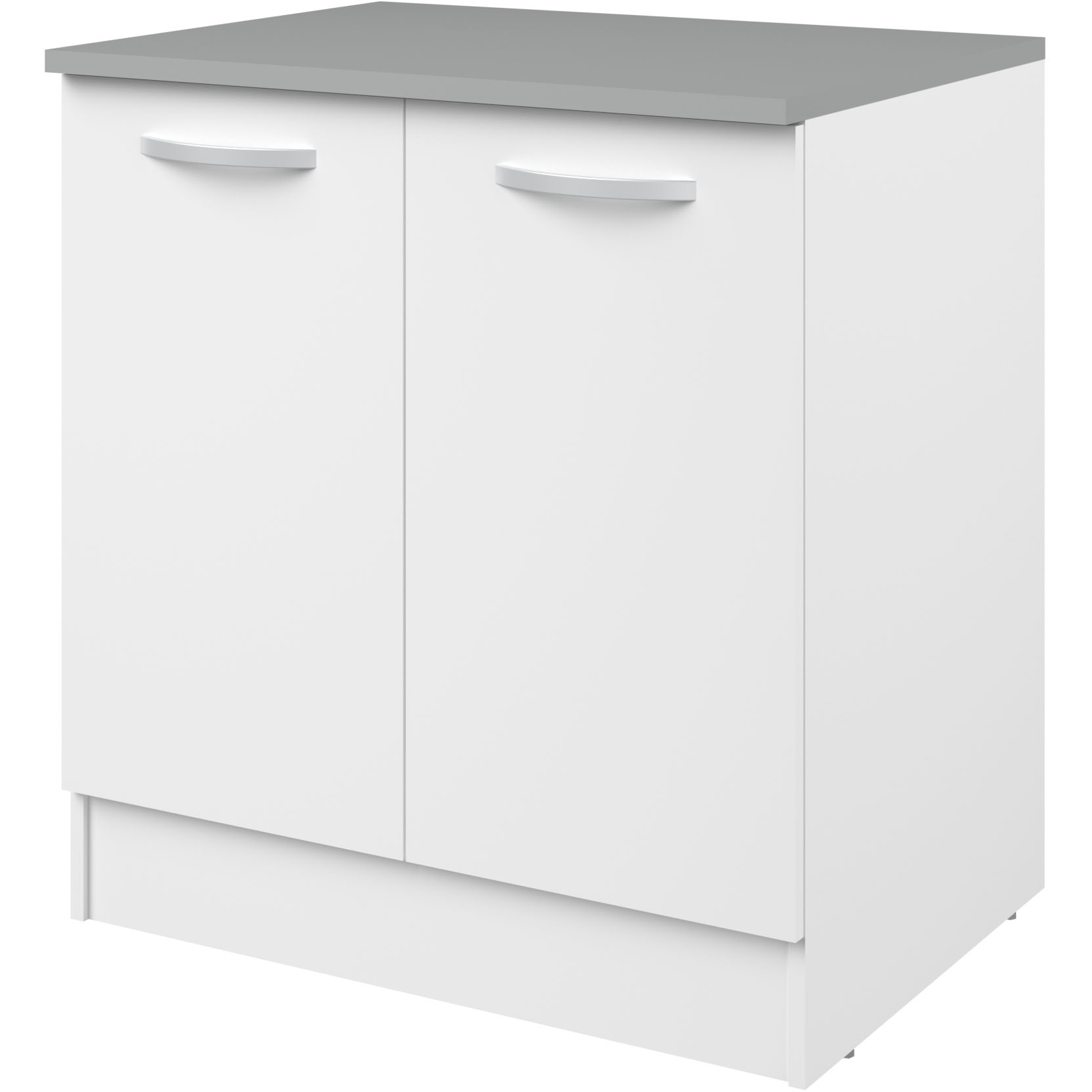 Meuble bas Oke 80 cm pour évier avec 2 portes - blanc