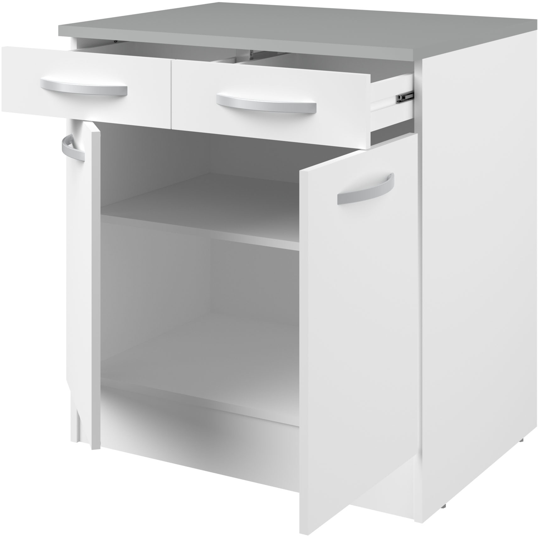 Meuble bas Oke 80cm 2 portes & 2 tiroirs - blanc - Image 3