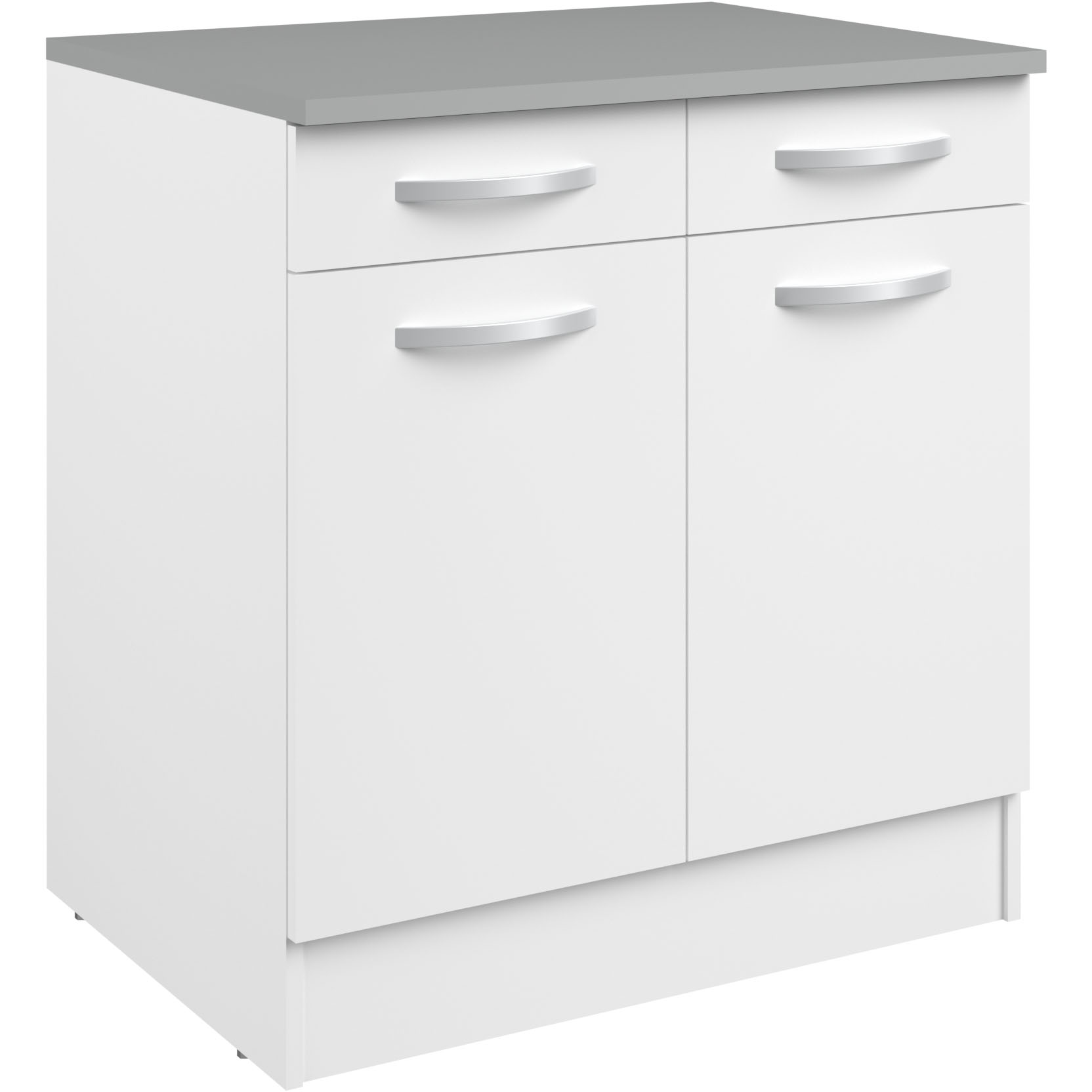 Meuble bas Oke 80cm 2 portes & 2 tiroirs - blanc - Image 6