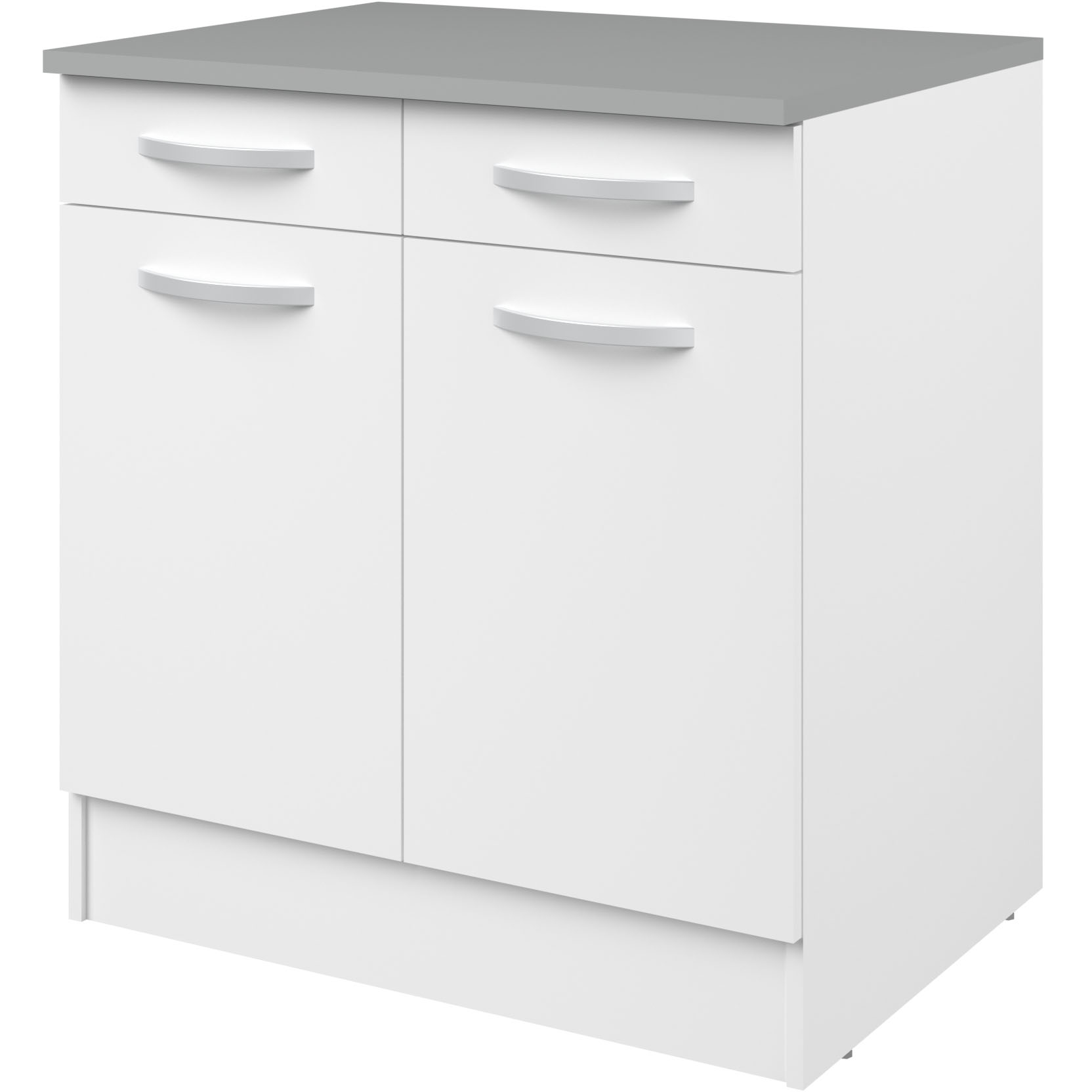 Meuble bas Oke 80cm 2 portes & 2 tiroirs - blanc