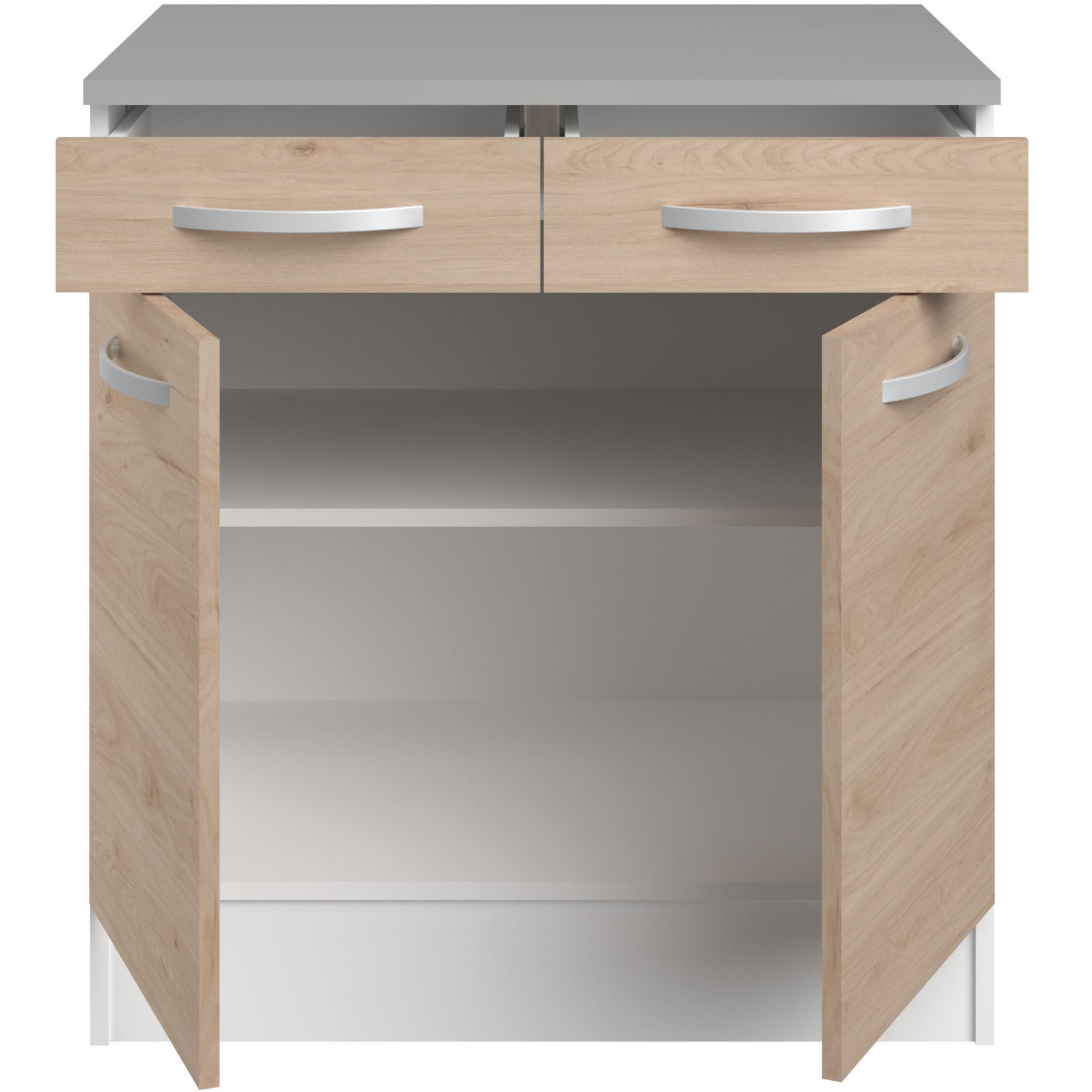 Meuble bas Oke 80cm 2 portes & 2 tiroirs - chêne - Image 4