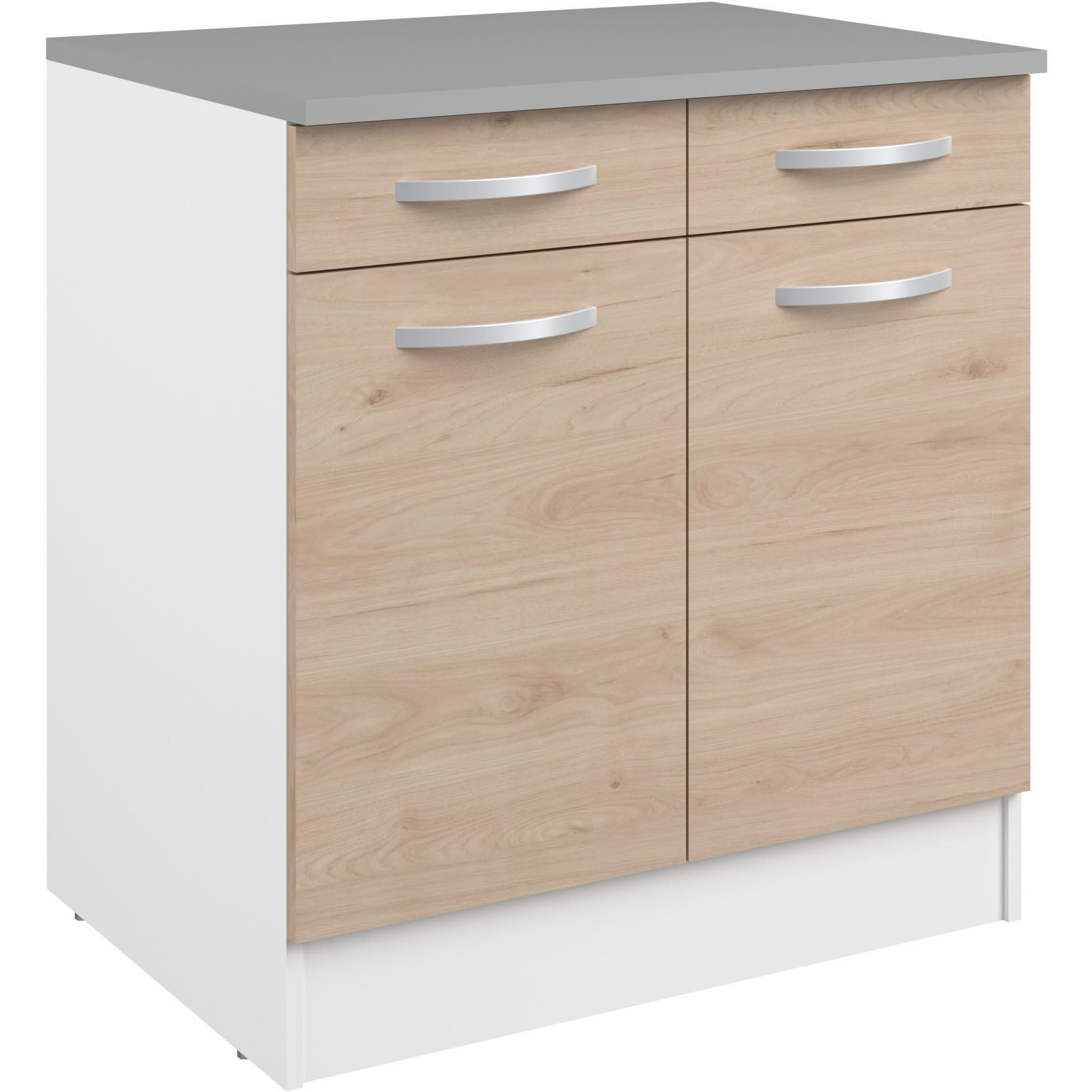 Meuble bas Oke 80cm 2 portes & 2 tiroirs - chêne - Image 6