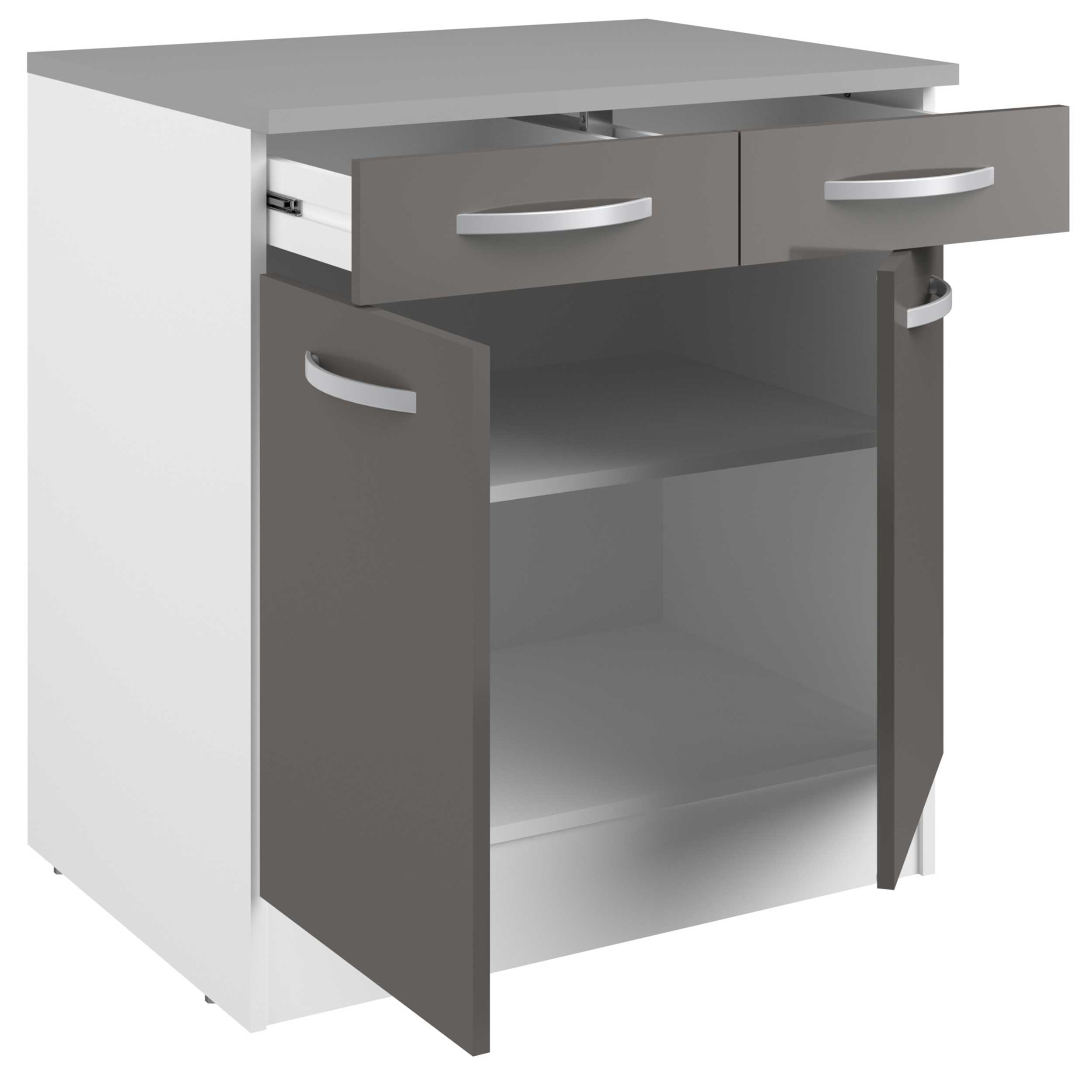 Meuble bas Oke 80cm 2 portes & 2 tiroirs - gris - Image 2