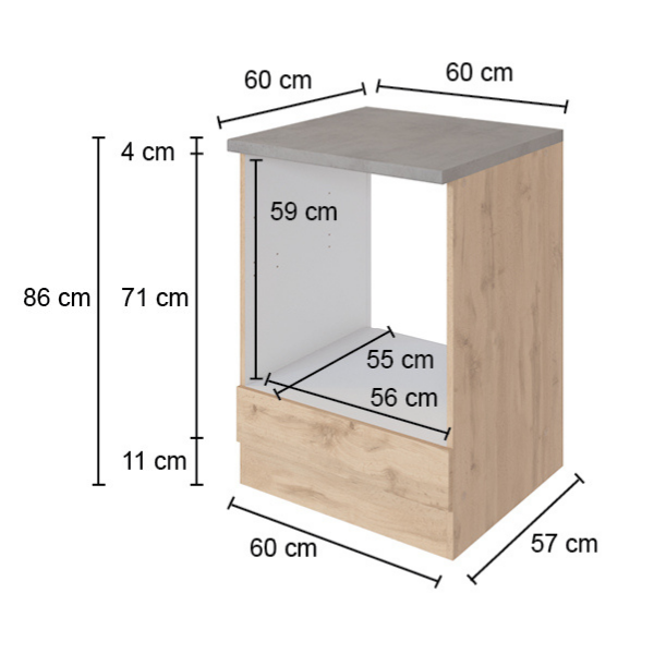Meuble bas Sorrella 60cm pour four et plaque de cuisson - anthracite/chêne - Image 4