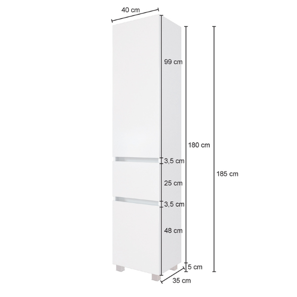 Meuble colonne Pisca 40cm 1 tiroir & 2 portes - chêne - Image 3