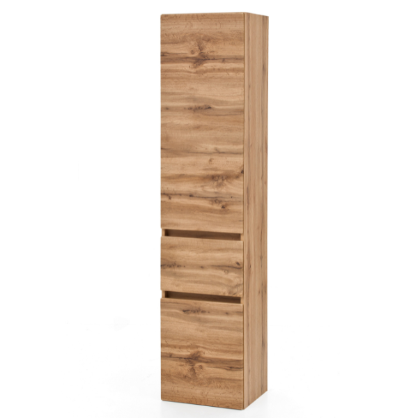 Meuble colonne Pisca 40cm 1 tiroir & 2 portes - chêne