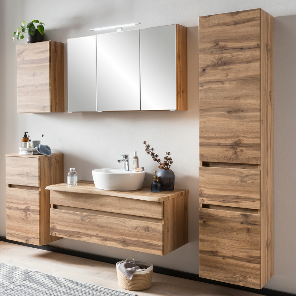 Meuble colonne Vikas 2 portes & 1 tiroir - chêne - Image 2