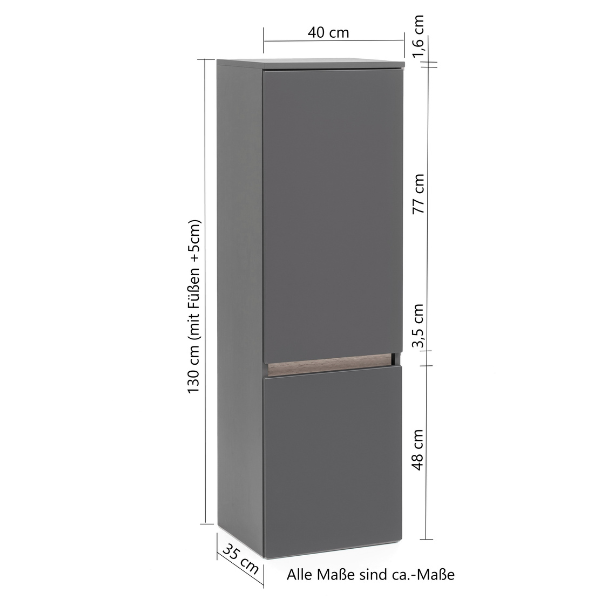 Meuble colonne Vikas 2 portes - anthracite - Image 4