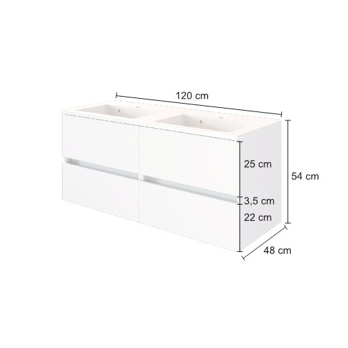 Meuble lavabo Brama 120cm 4 tiroirs - blanc - Image 4
