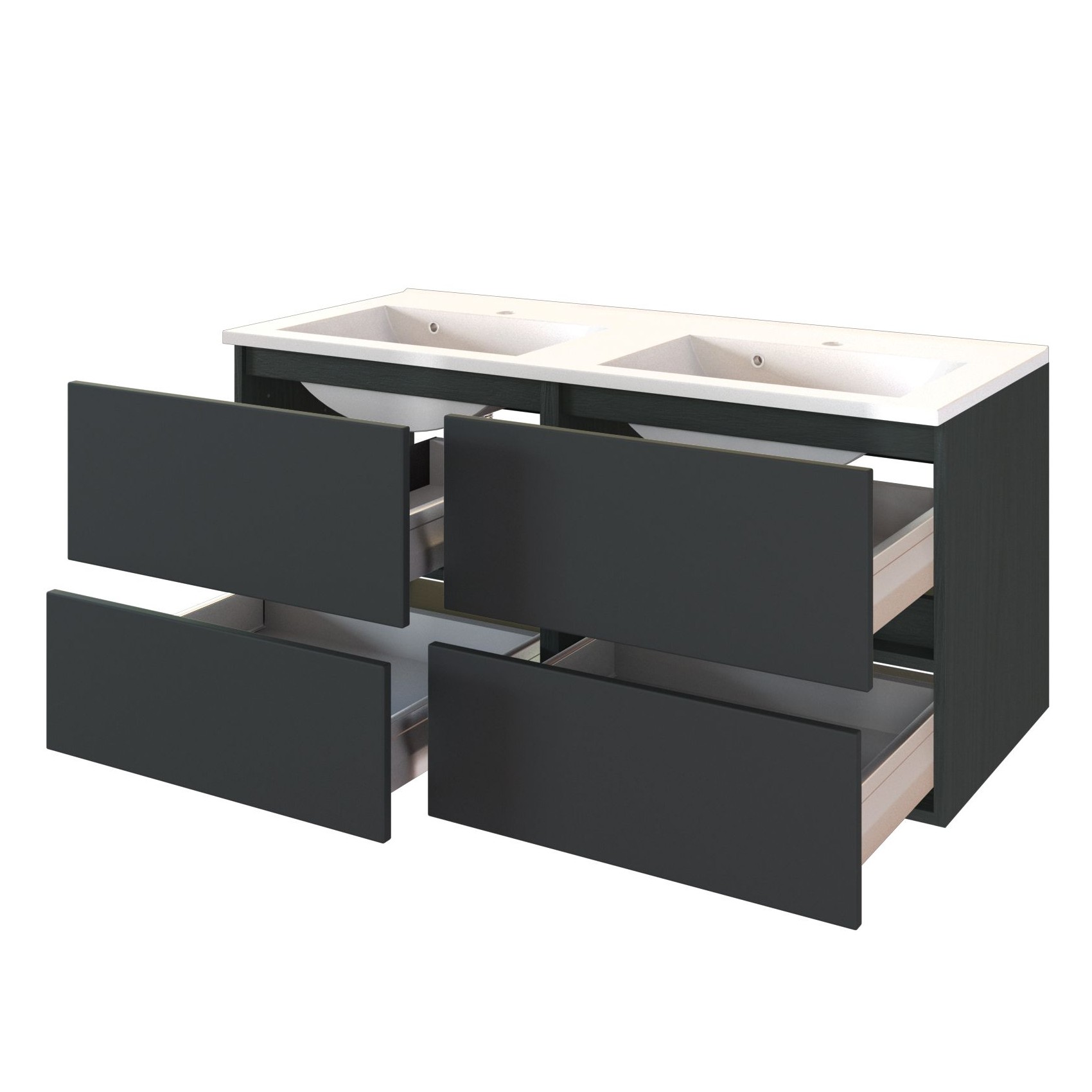 Meuble lavabo Brama 120cm 4 tiroirs - graphite/gris mat - Image 5