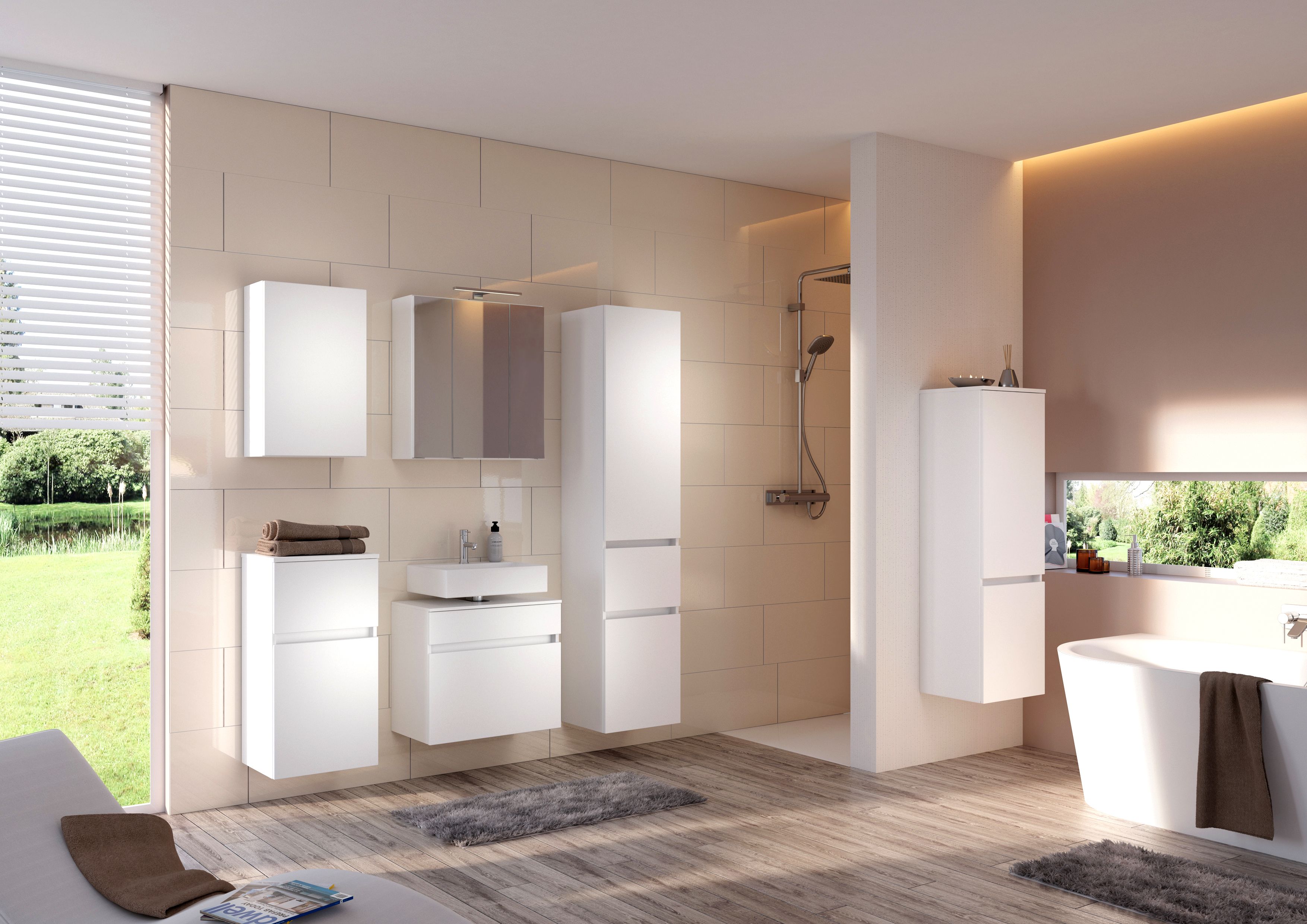 Meuble lavabo Brama 60cm 2 tiroirs - blanc - Image 2