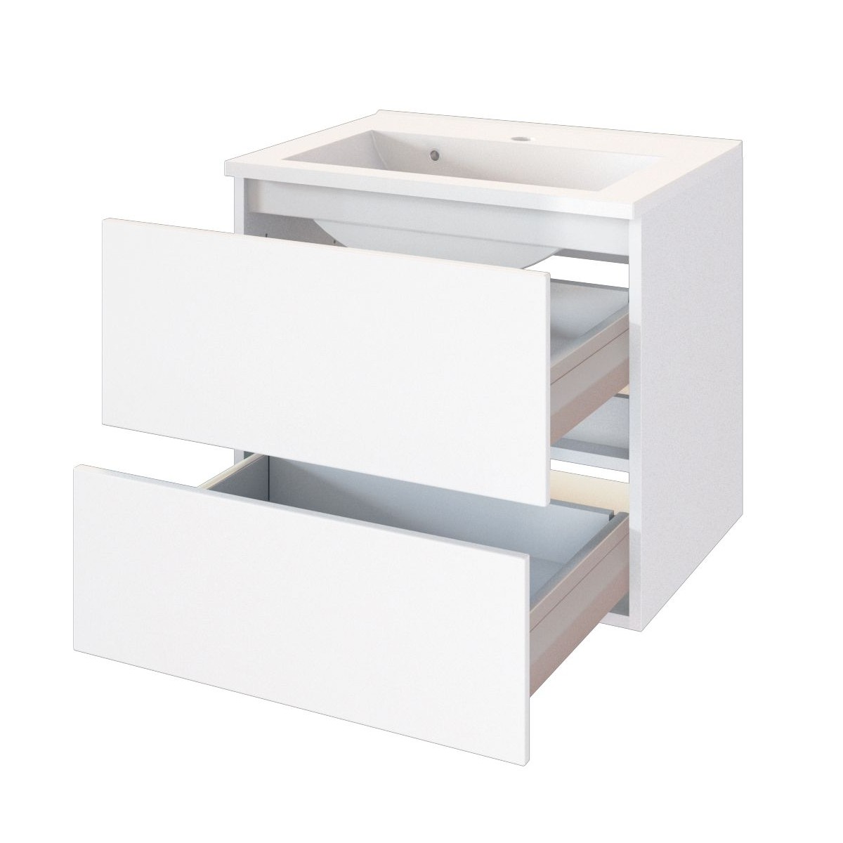 Meuble lavabo Brama 60cm 2 tiroirs - blanc - Image 4