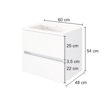 Meuble lavabo Brama 60cm 2 tiroirs - graphite/gris mat - Image 4