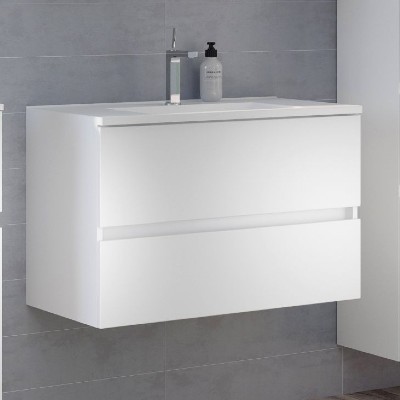 Meuble lavabo Brama 80cm 2 tiroirs - blanc