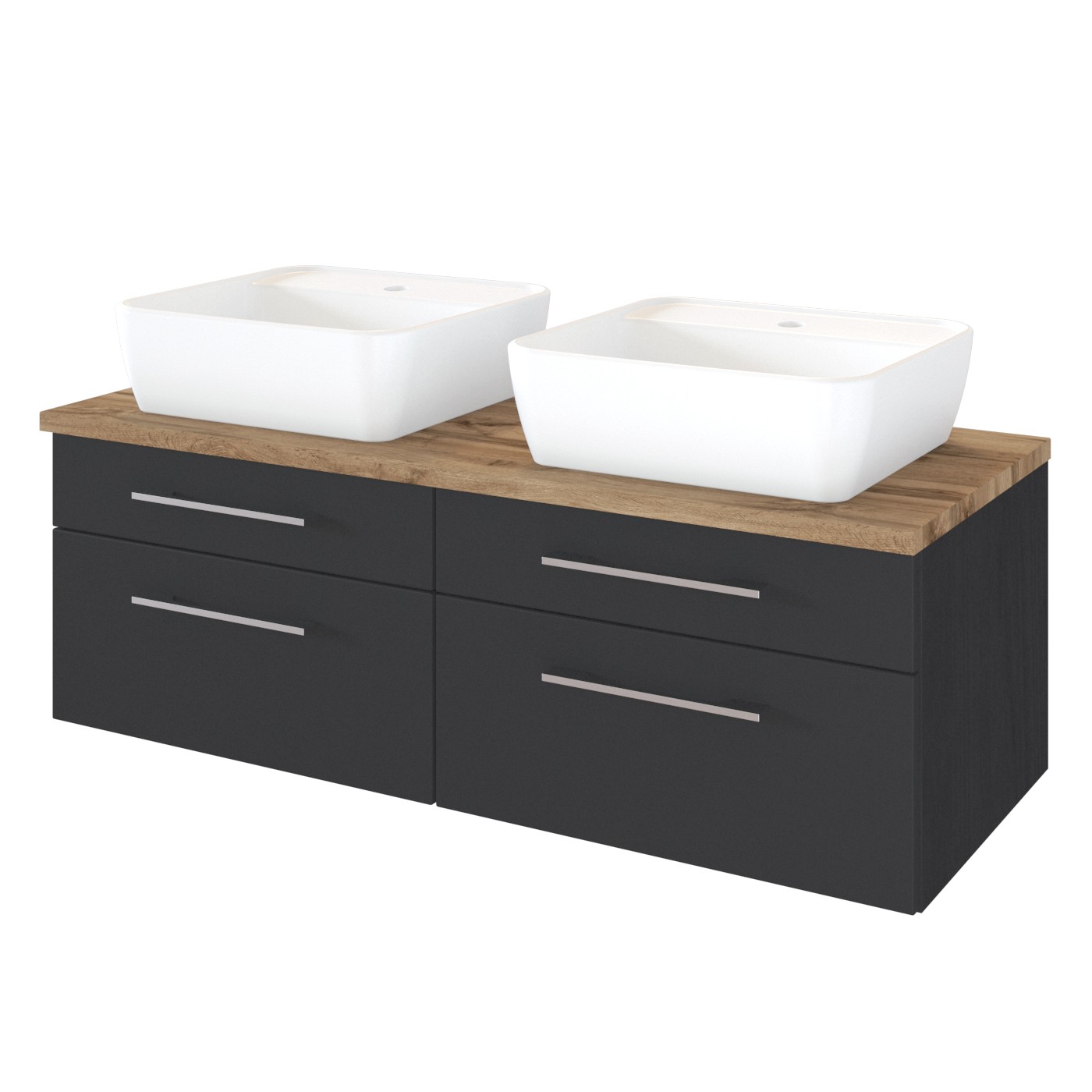 Meuble lavabo Dasa 120cm à 4 tiroirs - graphite/gris mat