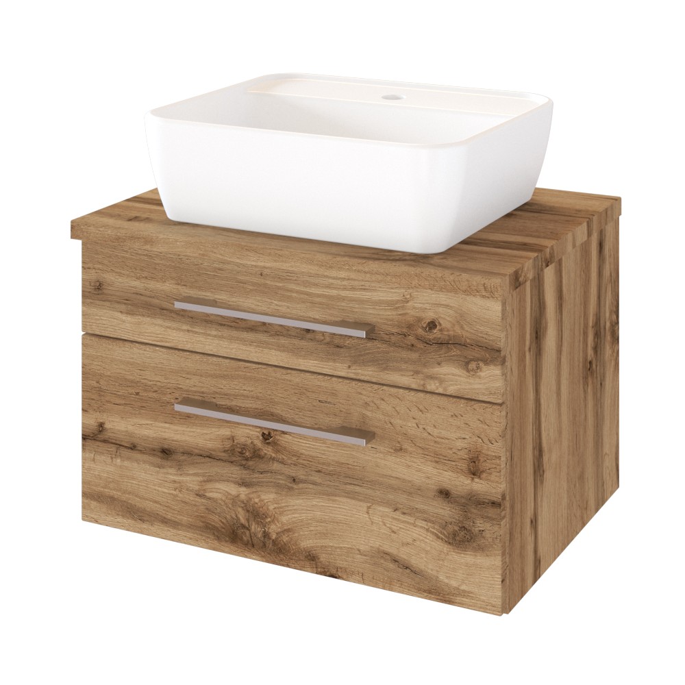 Meuble lavabo Dasa 60cm à 2 tiroirs - chêne wotan