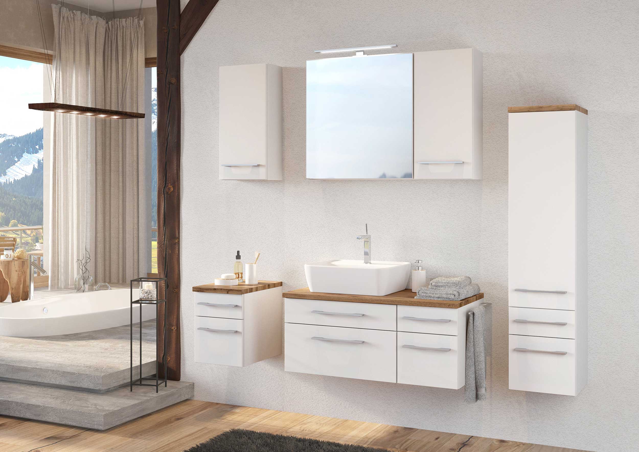 Meuble lavabo Dasa (droite) 90cm à 4 tiroirs - blanc - Image 3