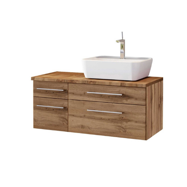 Meuble lavabo Dasa (droite) 90cm à 4 tiroirs - chêne wotan