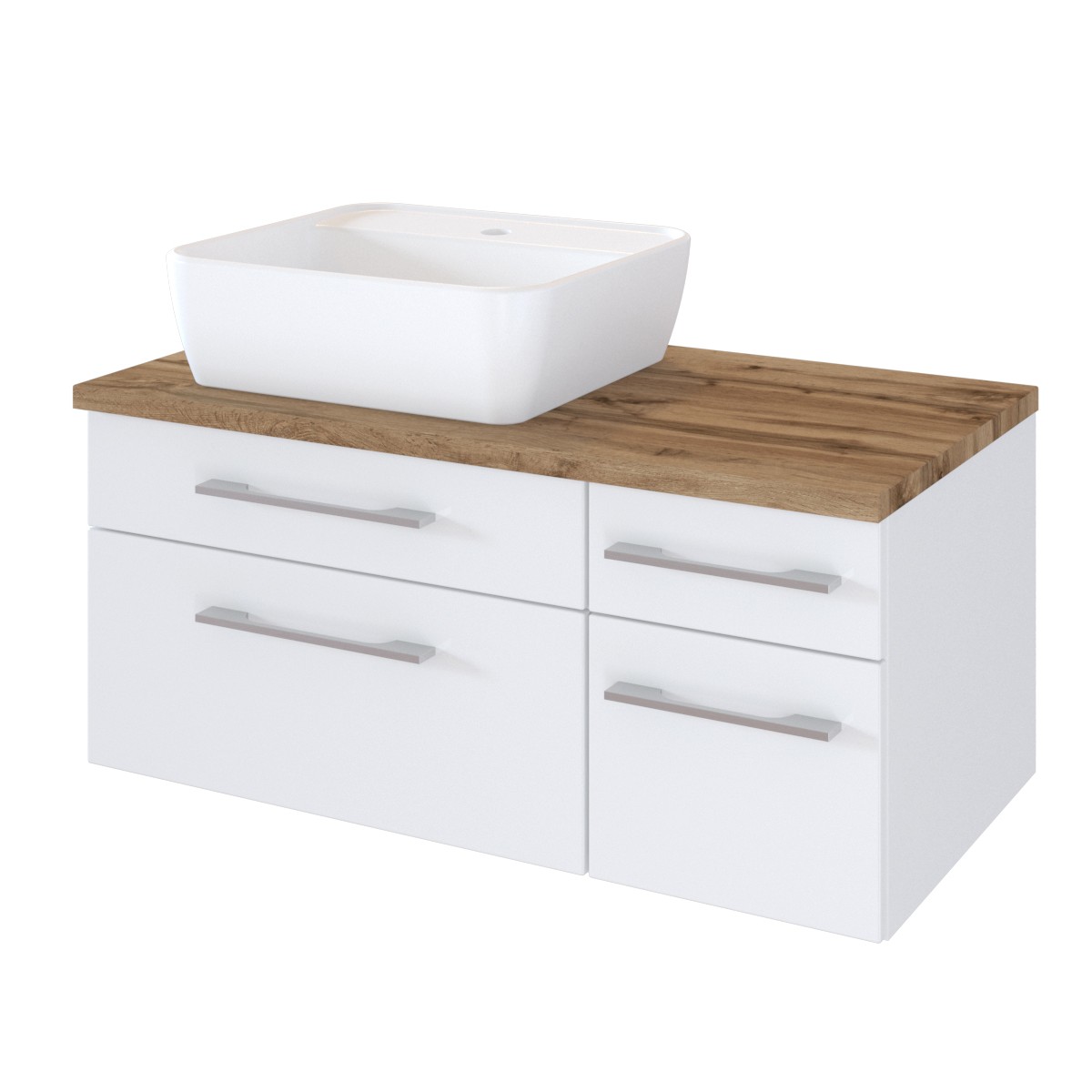 Meuble lavabo Dasa (gauche) 90cm à 4 tiroirs - blanc - Image 4