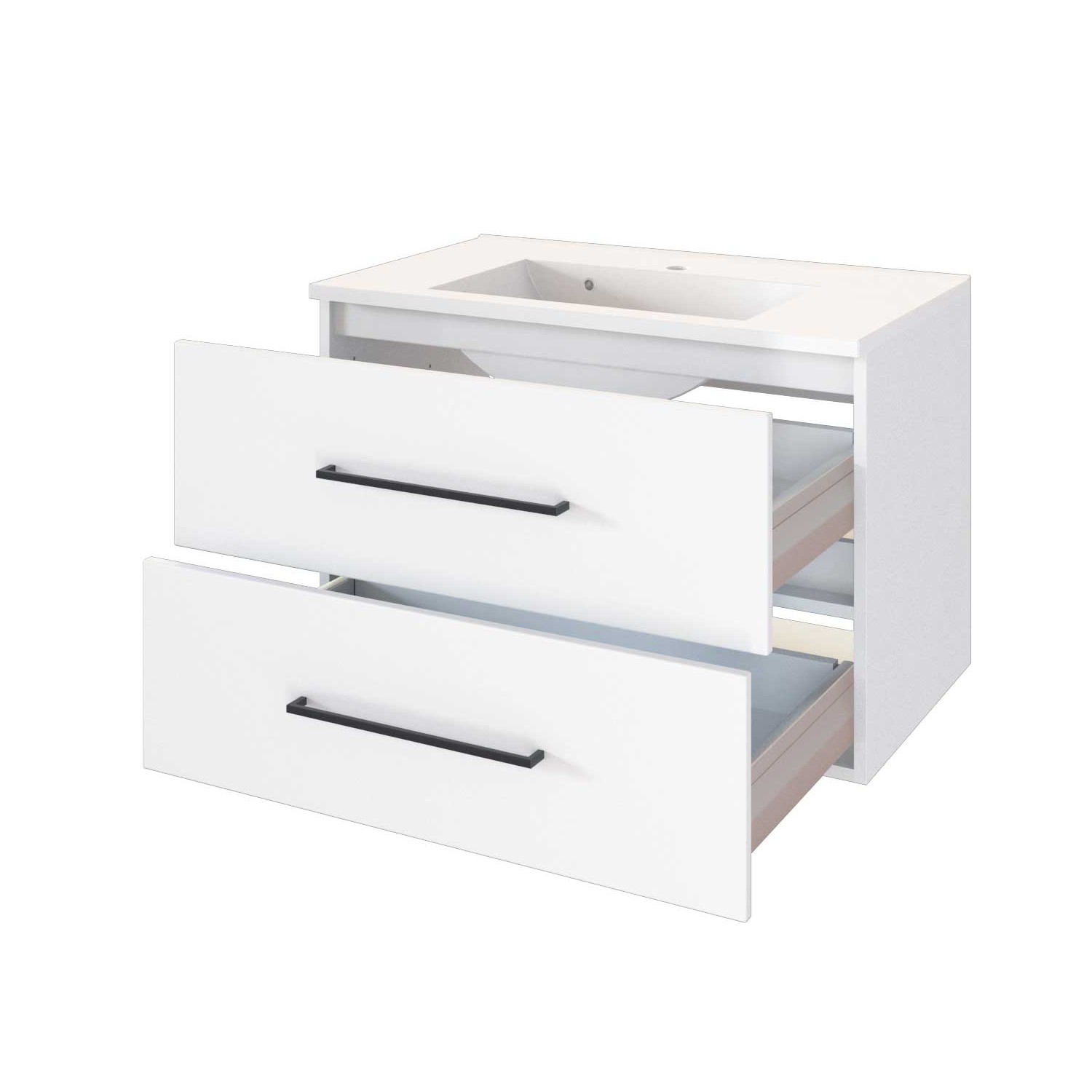 Meuble lavabo Dusan 80 cm 2 tiroirs - blanc - Image 4