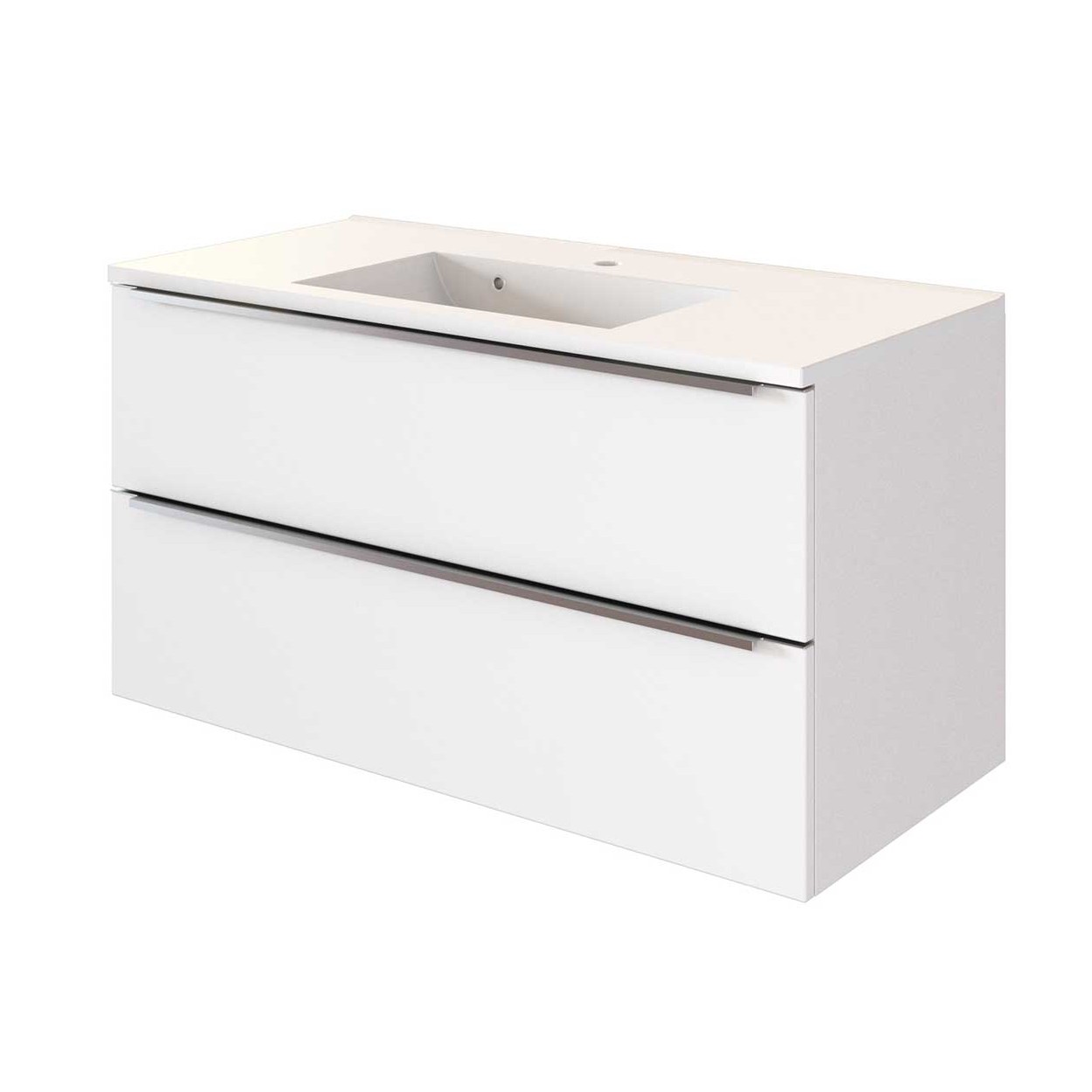 Meuble lavabo Hansen 100cm 2 tiroirs - blanc - Image 12
