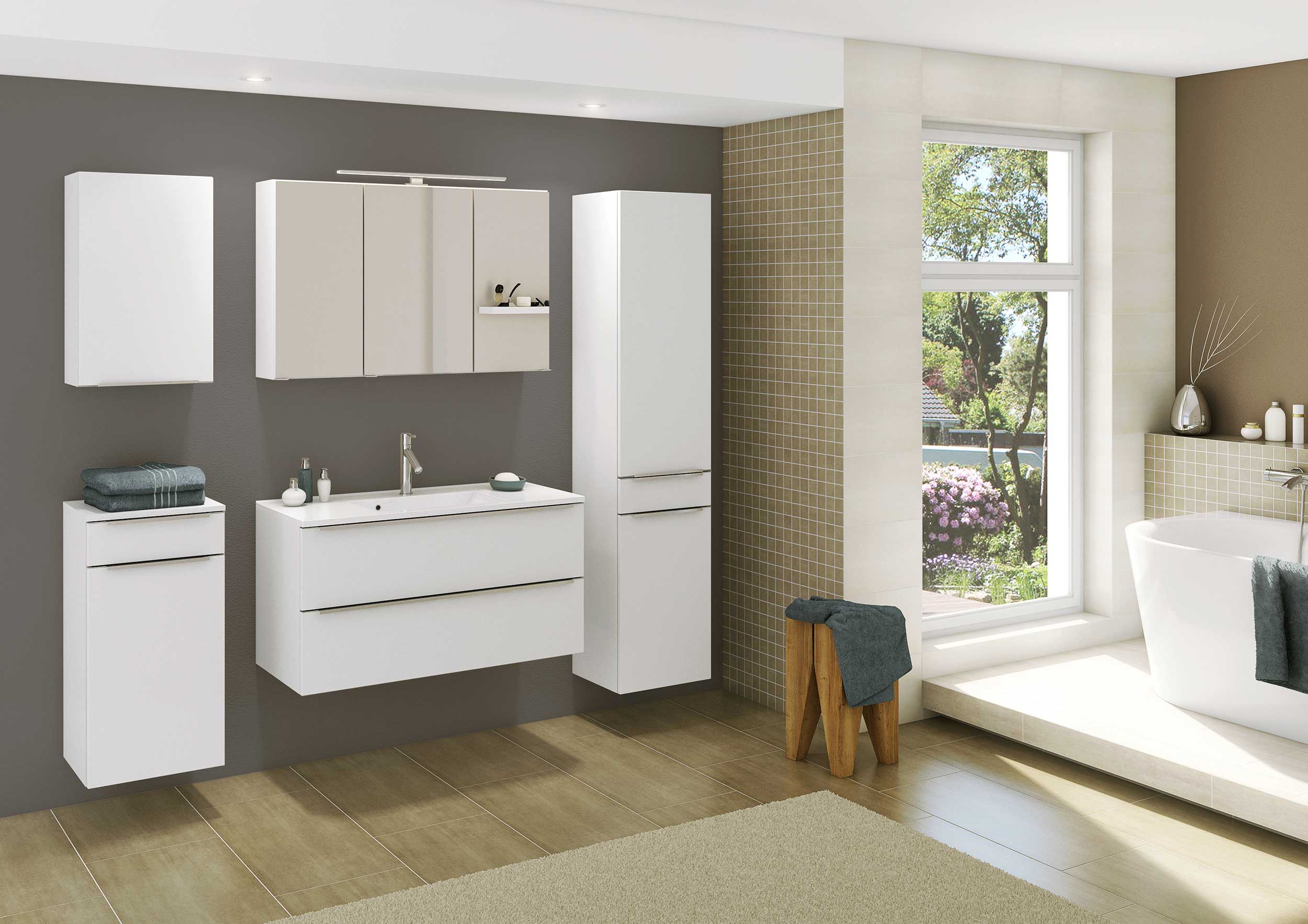 Meuble lavabo Hansen 100cm 2 tiroirs - blanc - Image 4